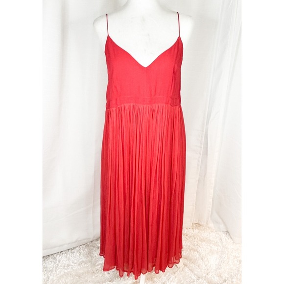 Anthropologie Dresses & Skirts - HD in Paris Anthropologie Dress Womens 4 Coral Red Pleated Midi Slip Cami